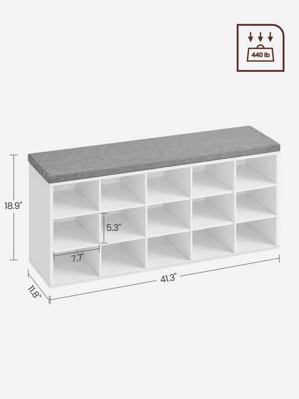 VASAGLE Shoe Bench, Storage Bench, Shoe Rack Bench, Shoe Shelf, Storage