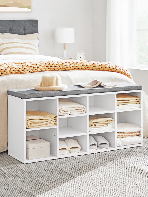VASAGLE Shoe Bench, Storage Bench, Shoe Rack Bench, Shoe Shelf, Storage with Cushion