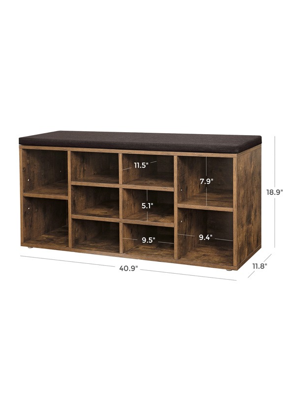VASAGLE Shoe Bench, Storage Bench, Shoe Rack Bench, Shoe Shelf, Storage