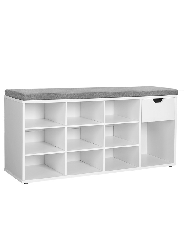 VASAGLE Storage Bench, Entryway Bench with Cushion, Drawer and Open
