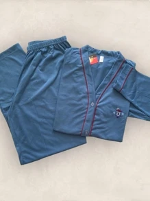 PIJAMA MASCULINO MANGA LONGA E CALÇA ABERTO COM BOTÃO COFORT