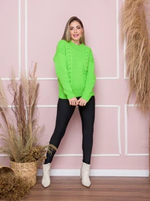 Women Sweaters - 青檸色 - 查看 4