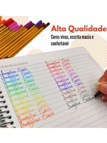 310- Canetas Linha Ponta Fina Tipo Stabilo 0,4mm Fine Line AMARELO PASTEL CINZA COLORIDO Marker Material Escolar Presente Aniversário Cor aleatoria de 72cores - Multicolorido - Visão 2