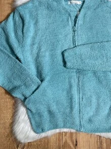 Casaco de pelúcia feminino com bolso para chapéu com zíper  2023 outono e inverno novo