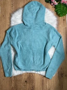Casaco de pelúcia feminino com bolso para chapéu com zíper  2023 outono e inverno novo