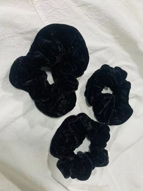 Scrunchies de Veludo elástico de cabelo preto