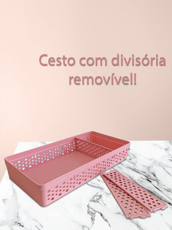 Cesto Organizador Com 3 Divisórias Removíveis Para Armazenamento De Acessórios P 6X9X23
