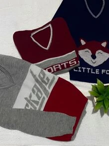 Kit com 3 blusa de moletom flanelado infantil  para menino sueter de frio tricot de criança
