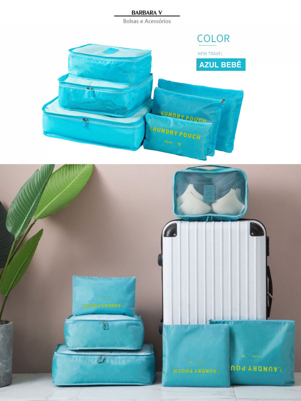 Kit 6 Bolsas Organizadoras Para Mala Roupas Bagagem Viagem