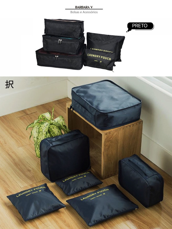 Kit 6 Bolsas Organizadoras Para Mala Roupas Bagagem Viagem