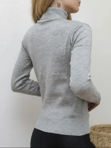 Blusa Gola Alta Femininas Básica Tricô Cacharréu Cacharrel