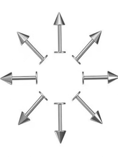 Kit 12unidade piercing labret queixo spike aço inoxidvel