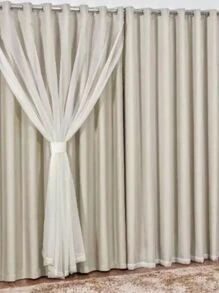 Cortina Blackout em Tecido Grosso Original 4,00 x 2,80 Com Voil Sala Quarto Corta Luz