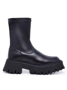 Bota Feminina Chelsea Tratorada Cano Médio em Strech - Improvizzo