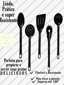 Jogo De Panelas 5 Peças Teflon Com Antiaderente + 5 Espátulas de Nylon