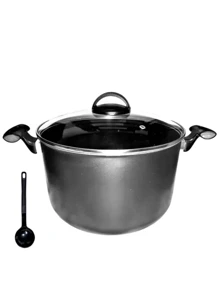 Caldeirão Panela 26cm Grande Antiaderente Com Tampa De Vidro
