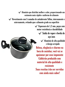 Caldeirão Panela 26cm Grande Antiaderente Com Tampa De Vidro