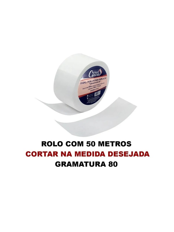 Papel Perlon P/ Depilação Gramatura 80 Rolo 50m Santa Clara