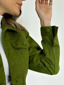 liberty moda Women Denim Jackets & Coats - 橄欖綠 - 查看 3