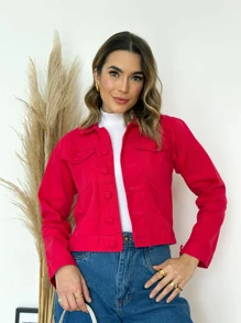 liberty moda Women Denim Jackets & Coats - Watermelon Pink - View 6