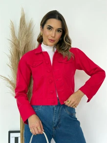 liberty moda Women Denim Jackets & Coats - Watermelon Pink - View 1