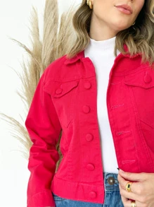 liberty moda Women Denim Jackets & Coats - Watermelon Pink - View 5