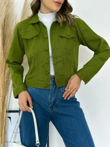 liberty moda Women Denim Jackets & Coats - 橄欖綠 - 查看 7