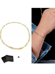 Pulseira Masculina Modelo 3x1  Banhada à Ouro - Dourado - Visão 1