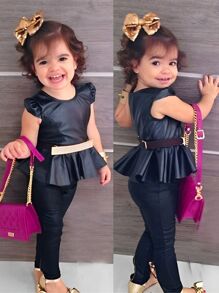 Conjunto PEPLUM CIRRE STRASS PRETO LUXO  Blogueirinha  Mini Diva Conjunto Infantil Menina  Conjunto Infantil Feminino  Roupas de Meninas Moda Infantil