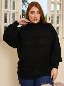 Blusa de Frio Grosso Modelo grande plus size Tricô Manga Bufante outono inverno novo