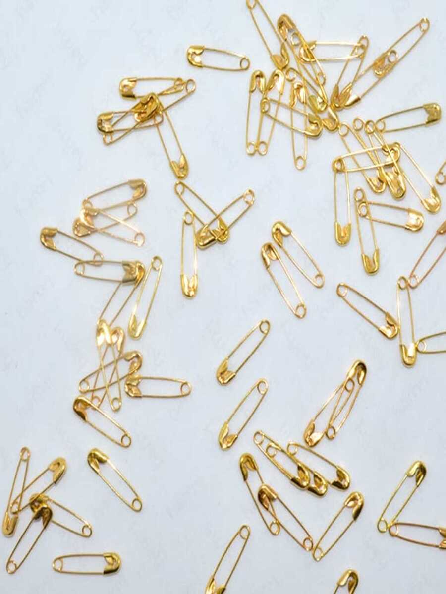 Bolsa con 144 seguritos dorados #3/0 (2 cm), multiusos, de costura y manualidades 1/6/12 - Dorado - Ver 1