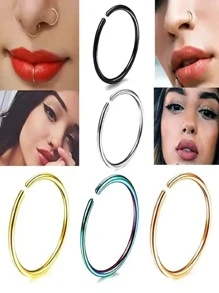 2pçs Piercing argola de metal simples  Nariz boca orelha argolinha articulada - Prata - Visão 2