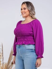 Plus Size Blouses - 紫紅色 - 查看 5