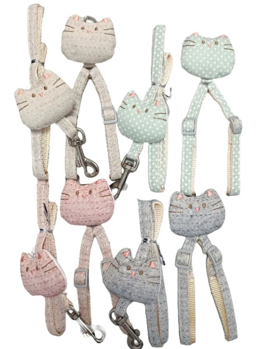 Correa Y Pechera Para Gatos Con Diseño - Multicolor - Ver 1