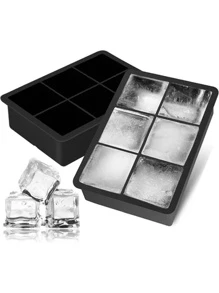 Forma De Silicone 6 Gelo Cubo Grande 4,8cm forminha quadrada - Preto - Visão 3