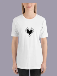 T-Shirt For Couples, Outfit Couple, Llamas Heart, One Piece - 白色 - 查看 3