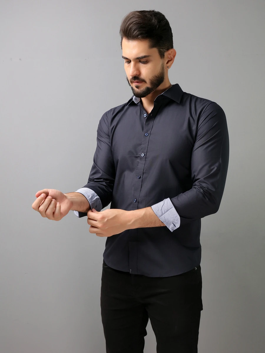 Men Shirts - Màu xanh hải quân - Xem 1