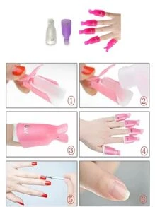 10 Piezas de Clip Pinzas Quita Esmalte Removedor Gelish y Uñas Acrilicas - Multicolor - Ver 2