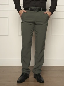 Men Suit Pants - Army Green - View 6