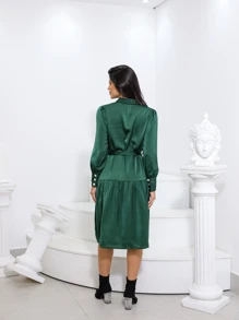 Women Blouses - 墨綠色 - 查看 2