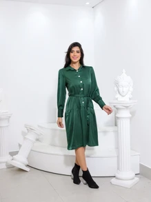 Women Blouses - 墨綠色 - 查看 5