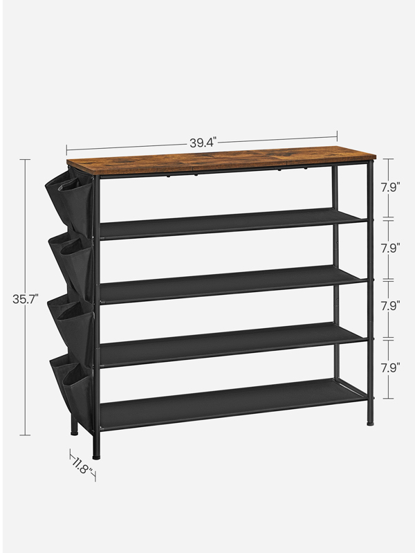 VASAGLE 5 Tier Extra Long Shoe Rack, 39.4 Inches Shoe Organizer with 8