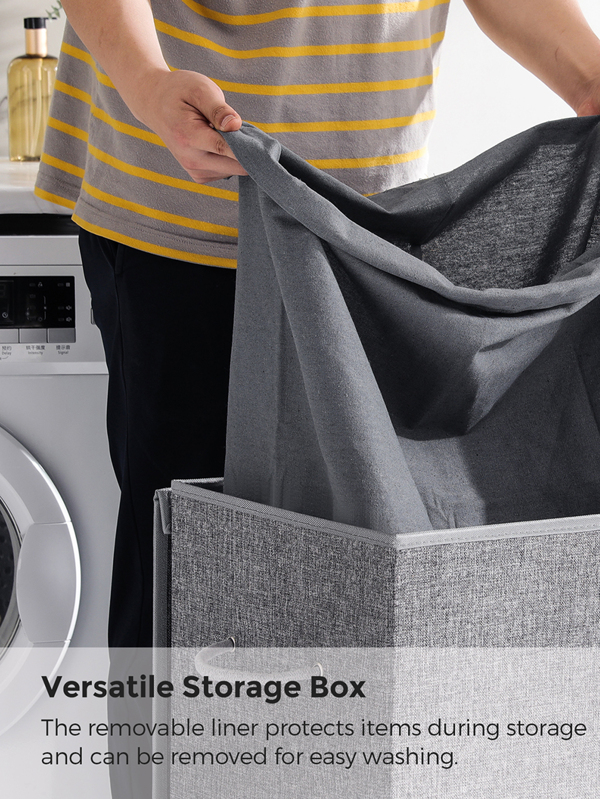 SONGMICS Sturdy Laundry Hamper with Lid & Removable Fabric Bag, 85L