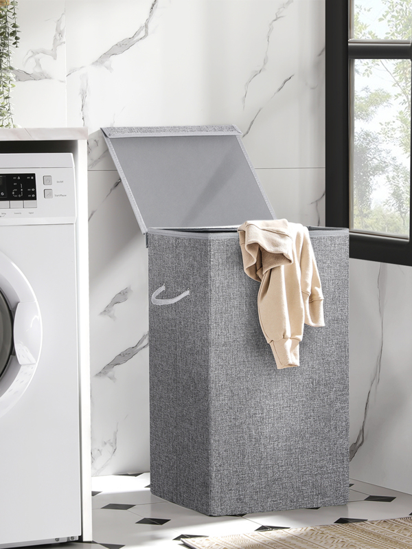 SONGMICS Sturdy Laundry Hamper with Lid & Removable Fabric Bag, 85L