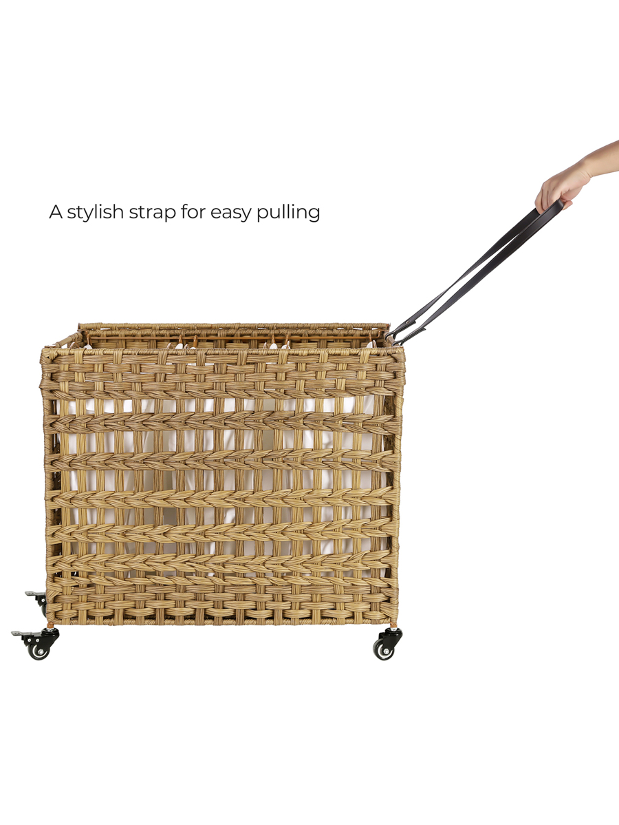 SONGMICS Laundry Hamper With Wheels & 3 Removable Liner Bag, 140L