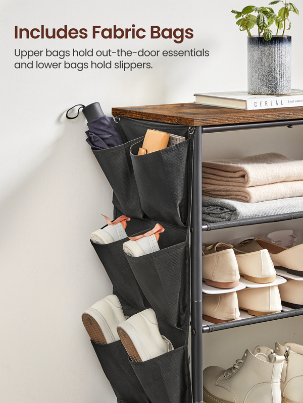 VASAGLE 5 Tier Extra Long Shoe Rack, 39.4 Inches Shoe Organizer with 8