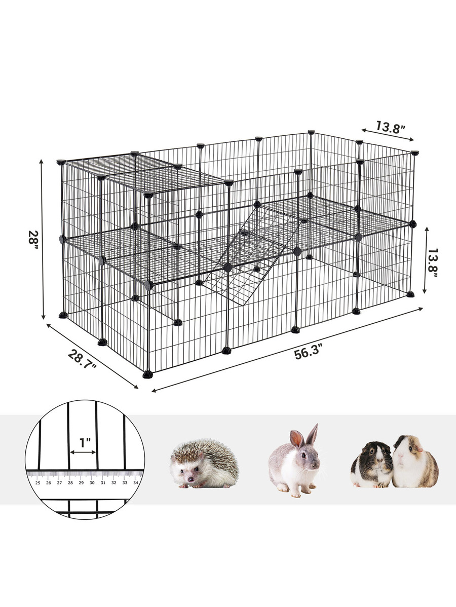SONGMICS Pet Playpen, Small Animal Playpen, TwoStory Pet Premium Villa