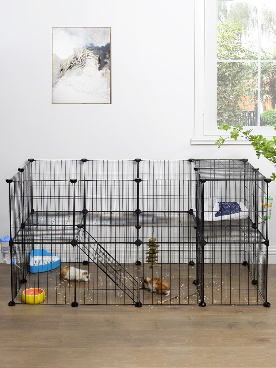 SONGMICS Pet Playpen, Small Animal Playpen, TwoStory Pet Premium Villa