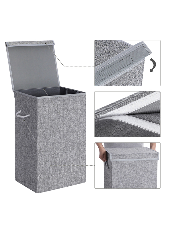 SONGMICS Sturdy Laundry Hamper with Lid & Removable Fabric Bag, 85L