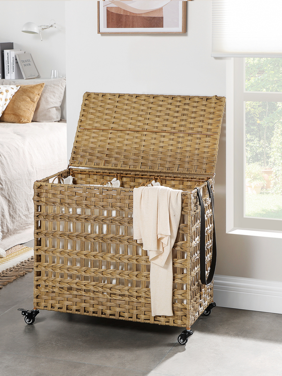 SONGMICS Laundry Hamper With Wheels & 3 Removable Liner Bag, 140L